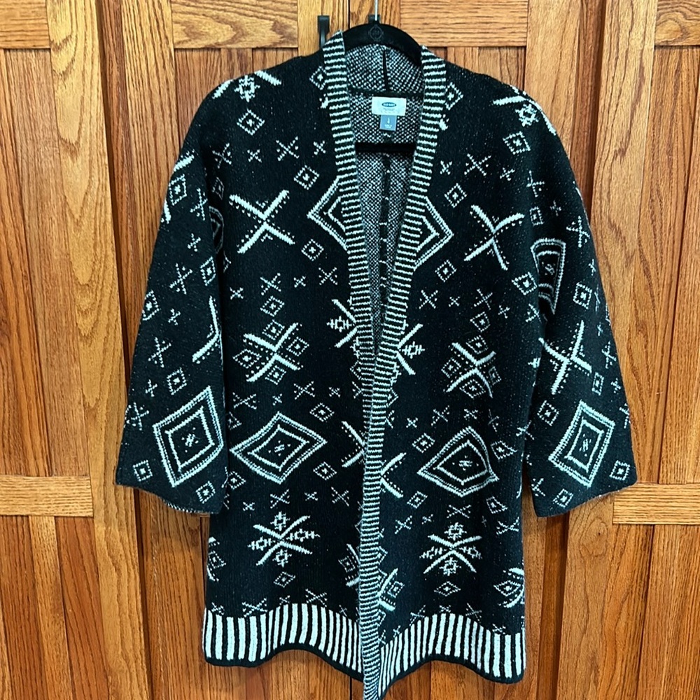 Womens cardigan black and white large 3/4 length sleeve